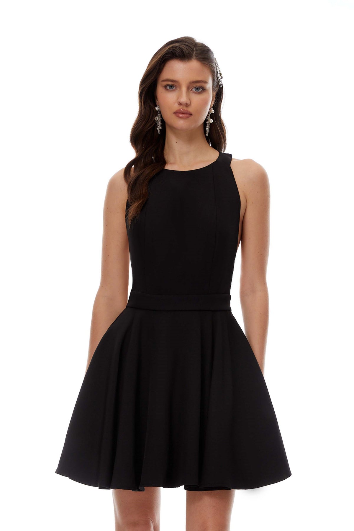Tova Black Open Back Mini Dress