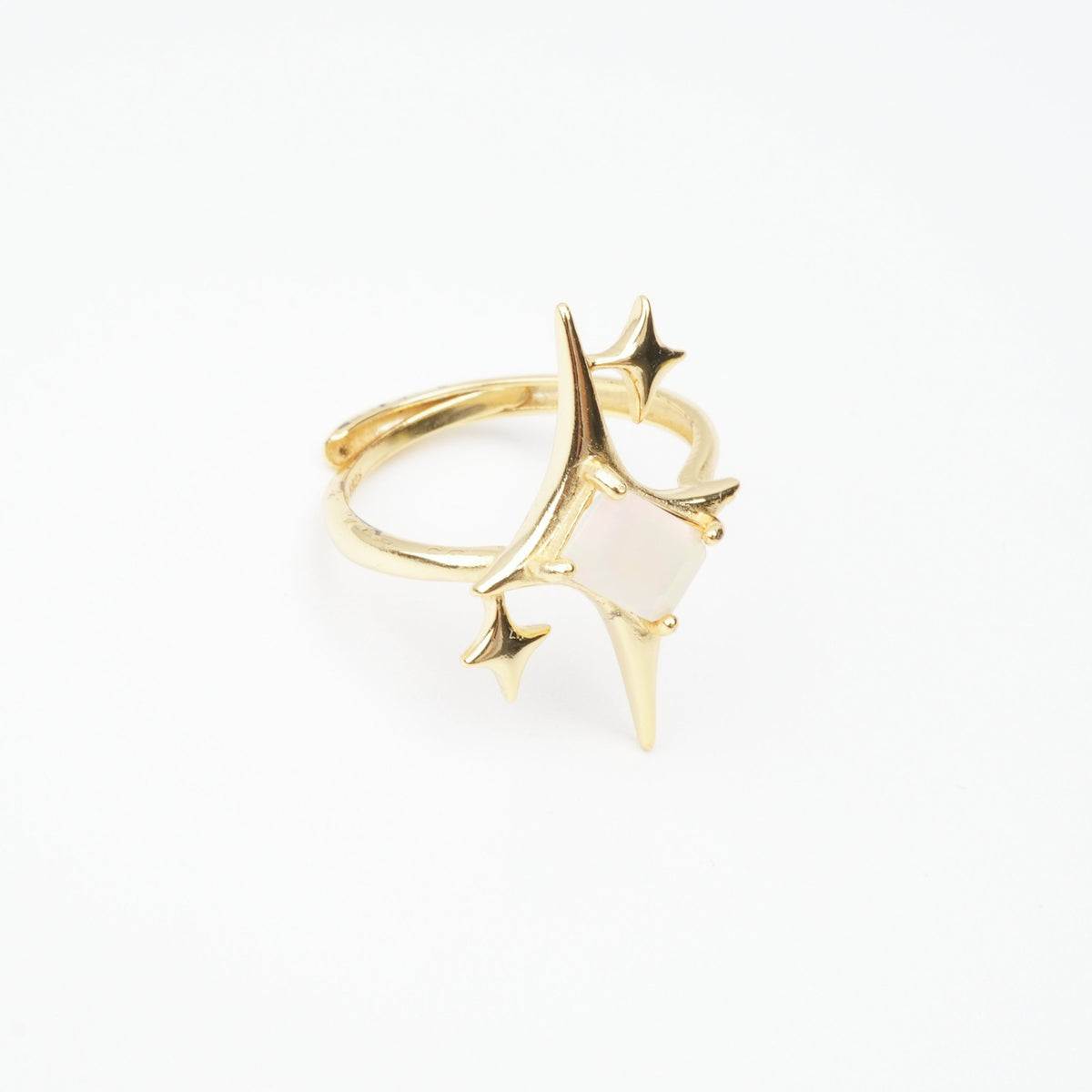 Valentina White Gemstone Star Sparkle Gold Tone Sterling Silver Ring