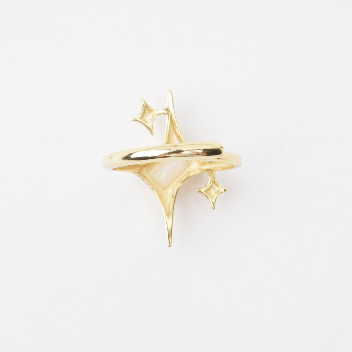 Valentina White Gemstone Star Sparkle Gold Tone Sterling Silver Ring