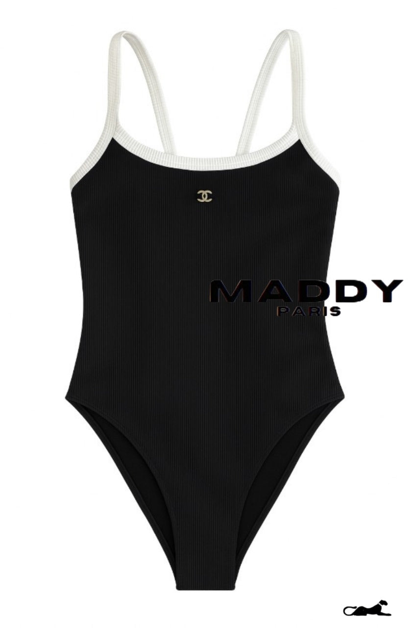 CHANTELLE RIBBED STRETCH ONE-PIECE SWIMSUIT – BLACK -