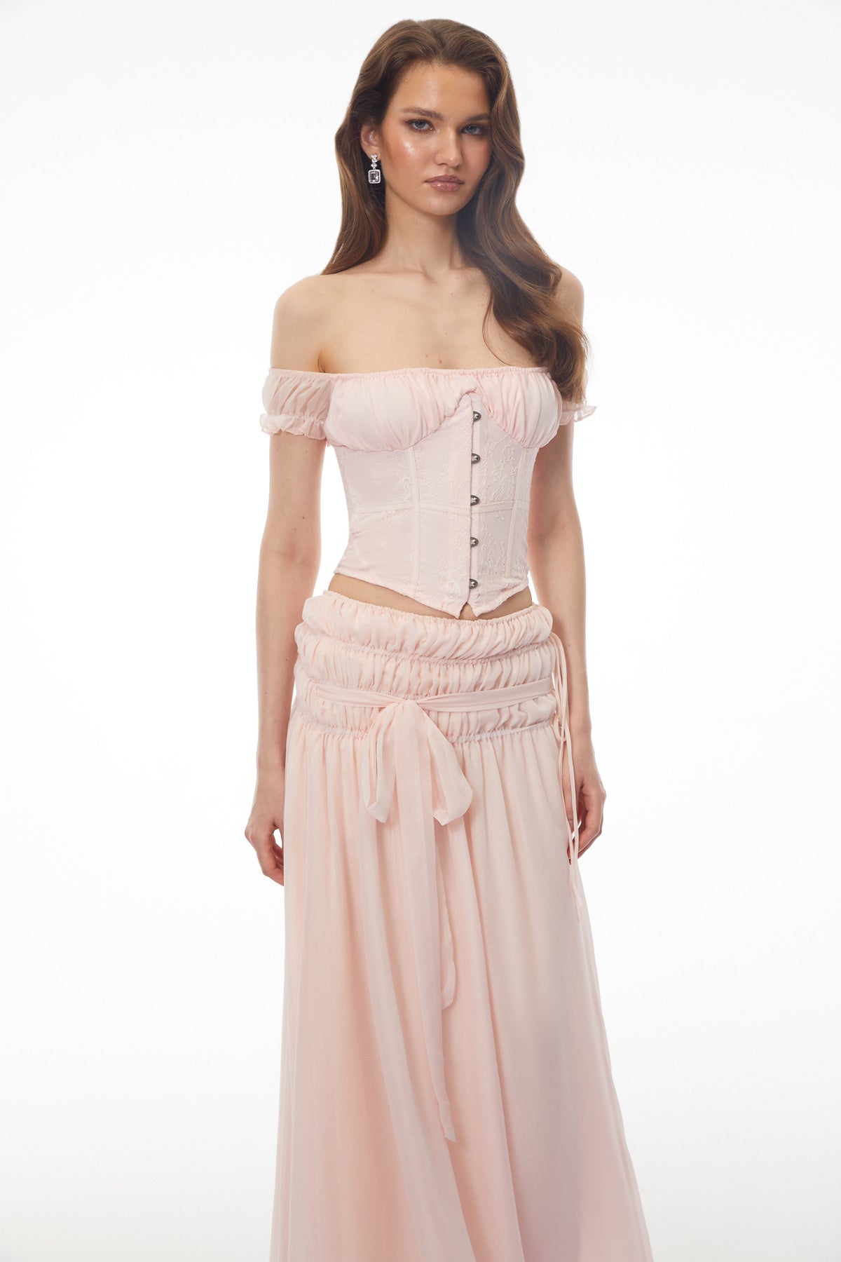 Wikitoria Pink Sweetheart Lace Top & Skirt Set