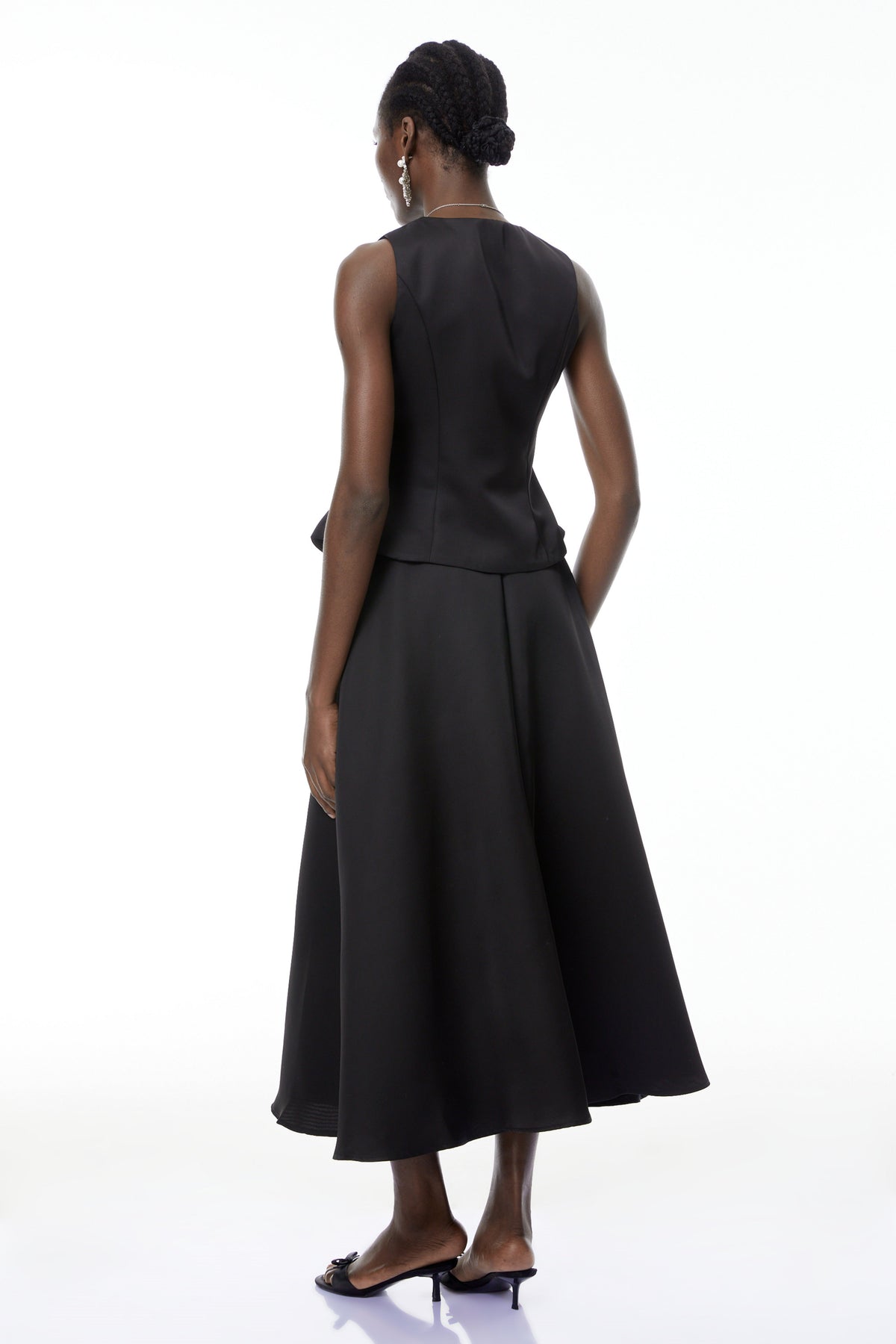 Wilhelmine Black Embellished Top & Skirt Set