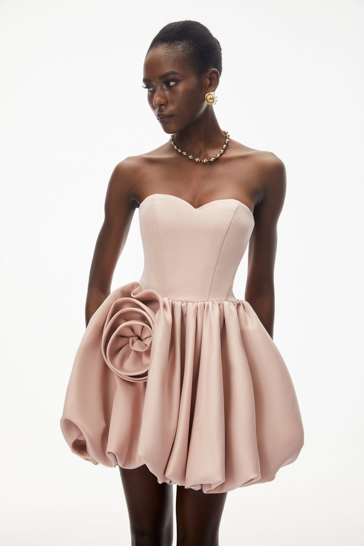 Willow Pink Off Shoulder Mini Dress with 3D Petals
