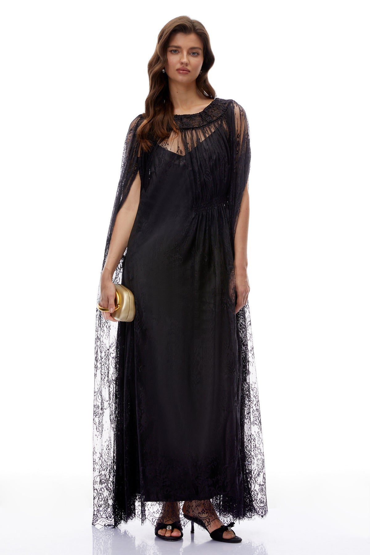 Wren Black Semi-Sheer Lace Maxi Dress