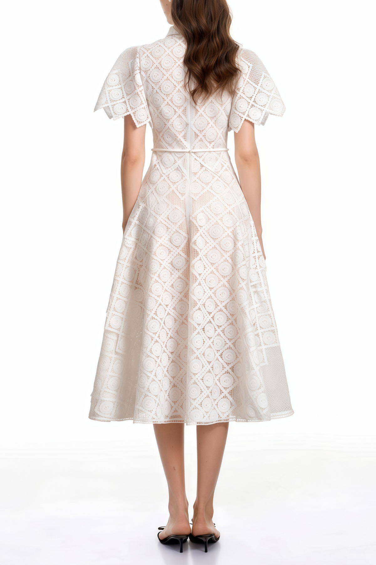 Yasmine White Floral-embroidered Midi Dress
