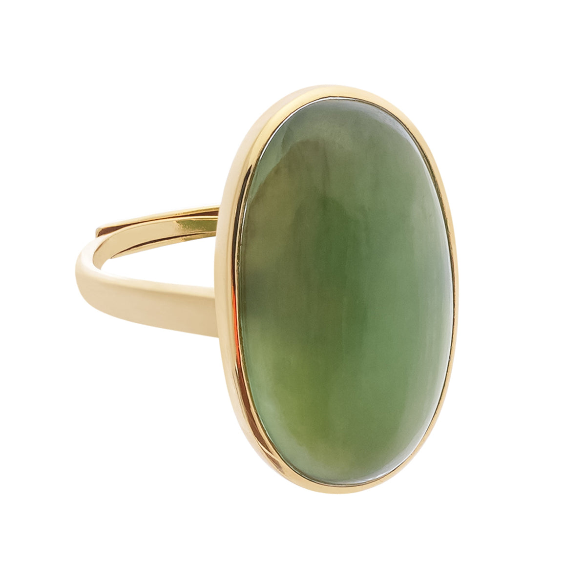 Yvonne Green Jasper Oval Cabochon Gold Plated Ring