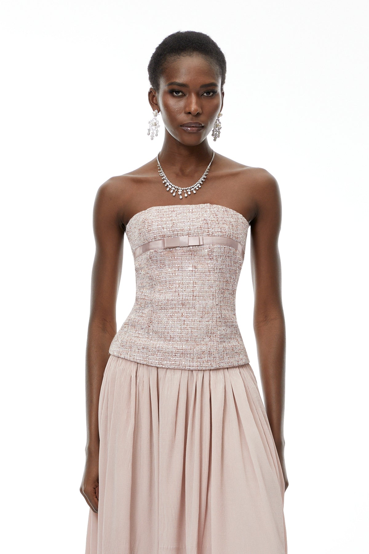 Zephyrine Pink Off Shoulder Ruched Maxi Dress