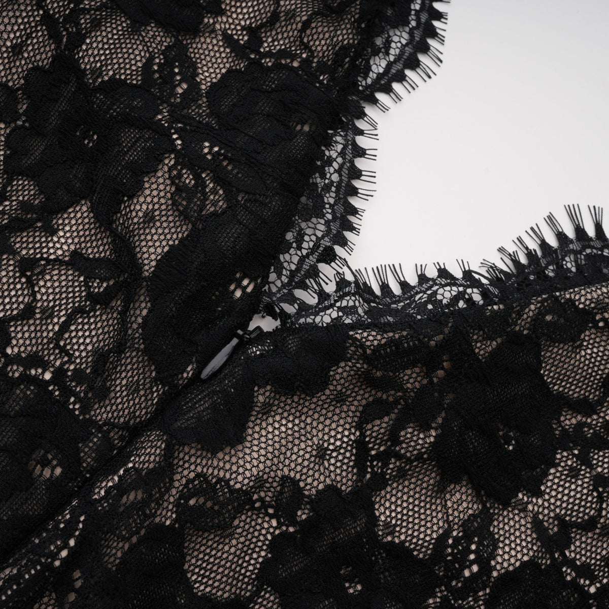Zhadana Black Semi-Sheer Lace Panel Jumpsuit