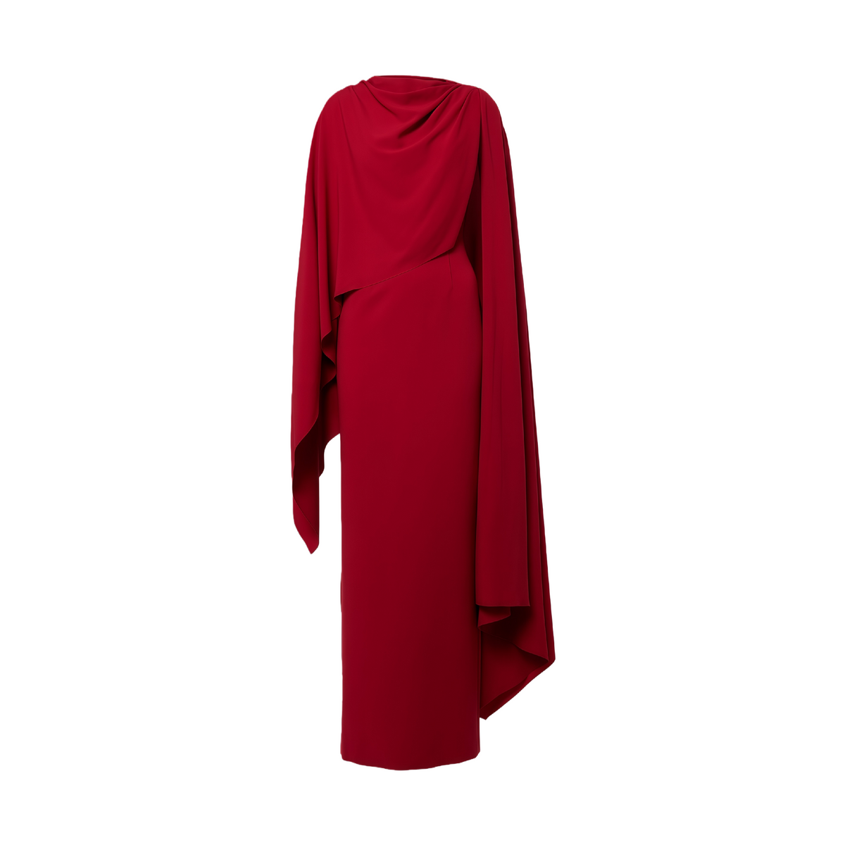 Zinhle Red Draped Cape Maxi Dress