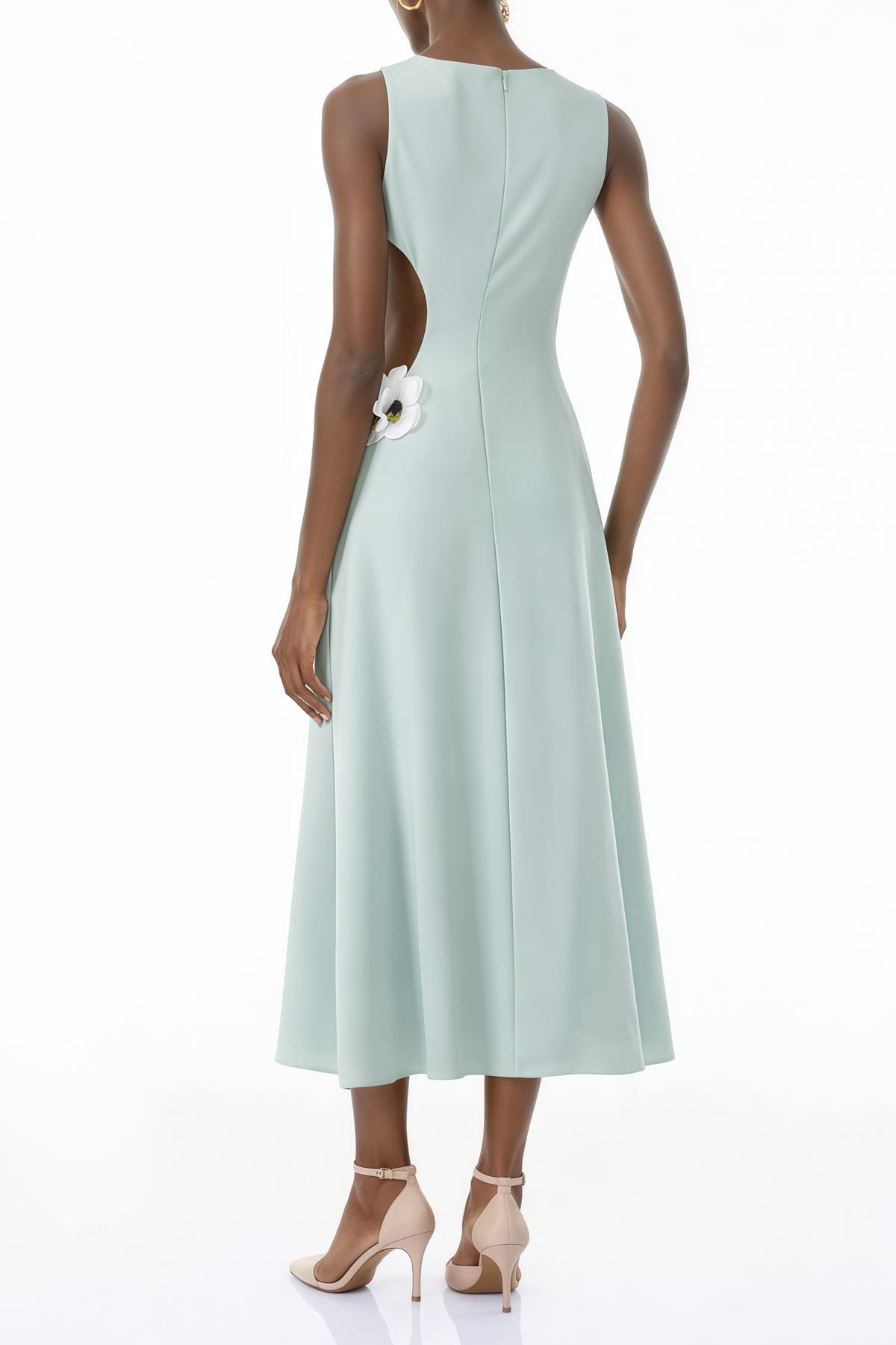Zinnia Green Cut-Out Maxi Dress with 3D Petals