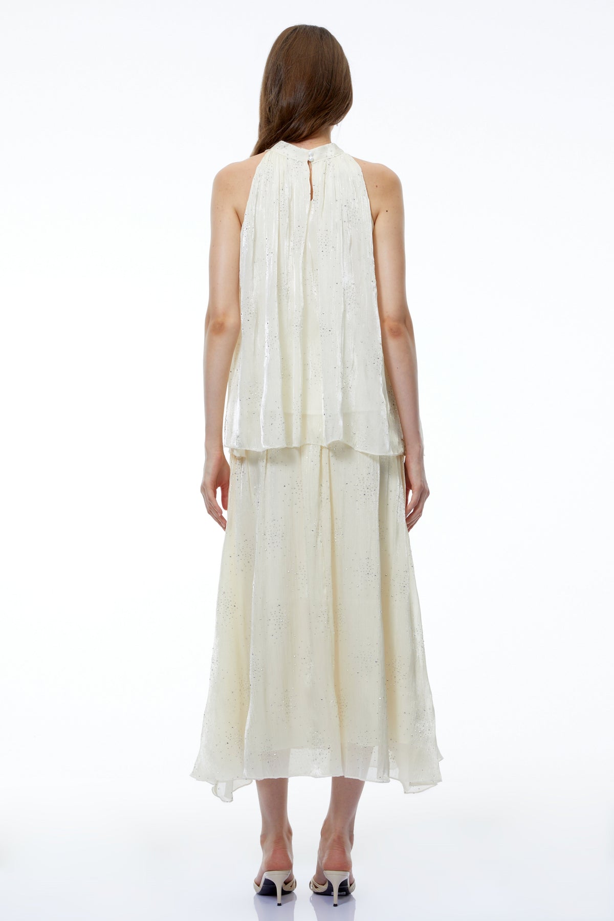 Zoe Cream Embellished Top & Skirt Set