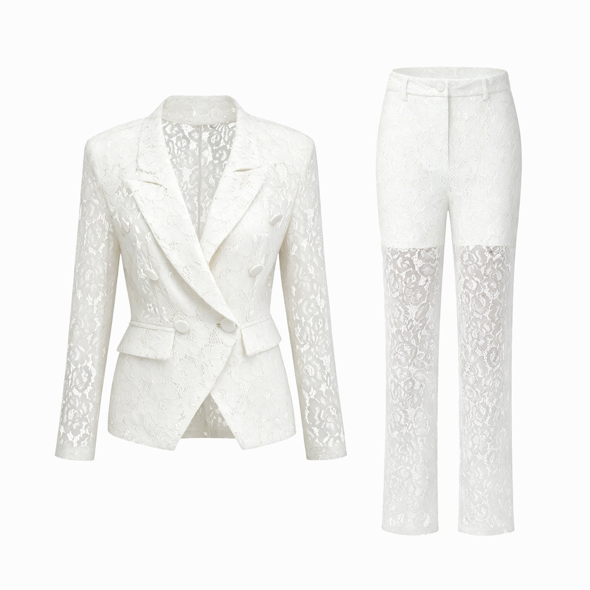 Zoé Sheer Lace Blazer & Trousers Matching Set