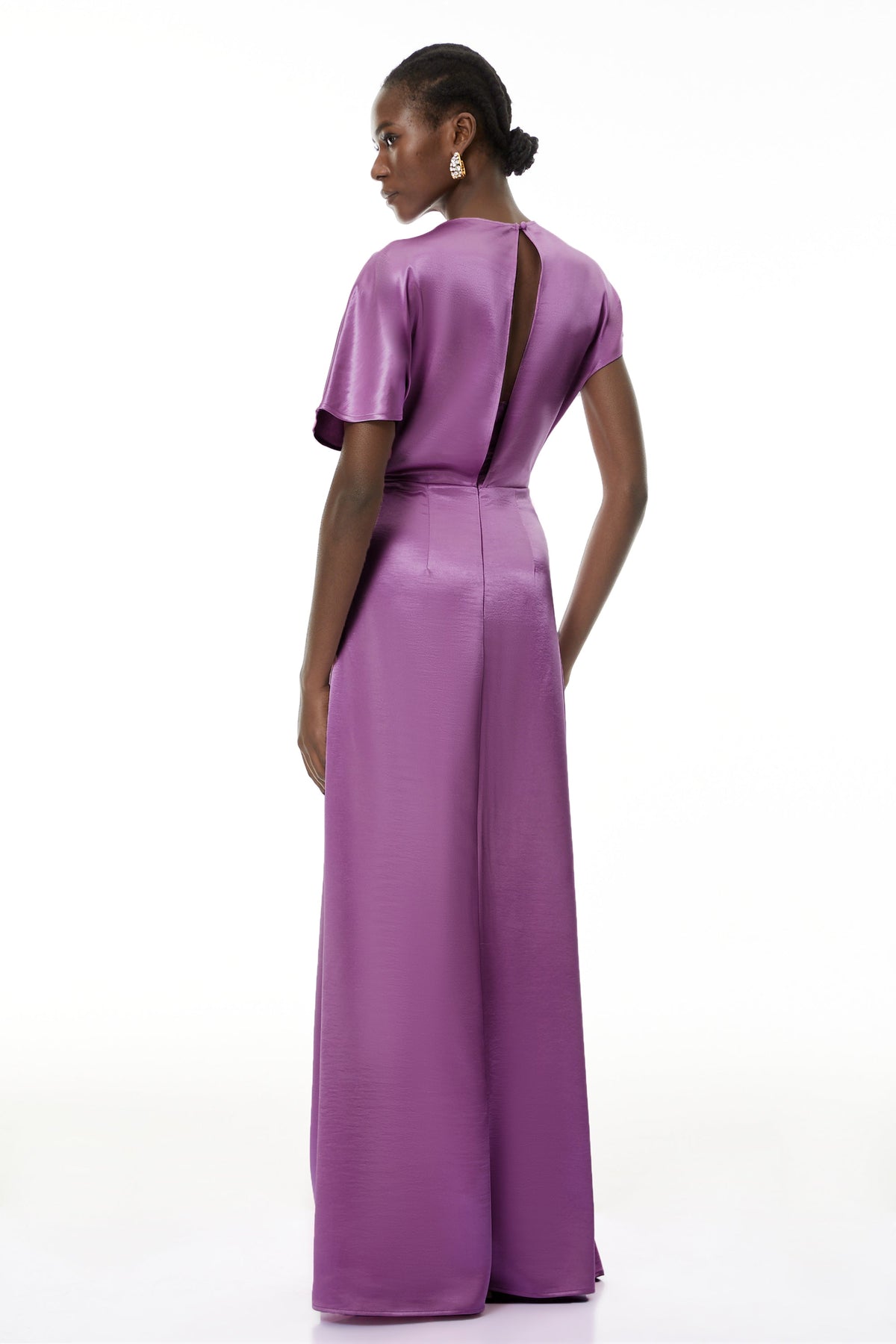 Zuzanna Purple Asymmetrical Glossy Maxi Dress (Final Sale-US Only)