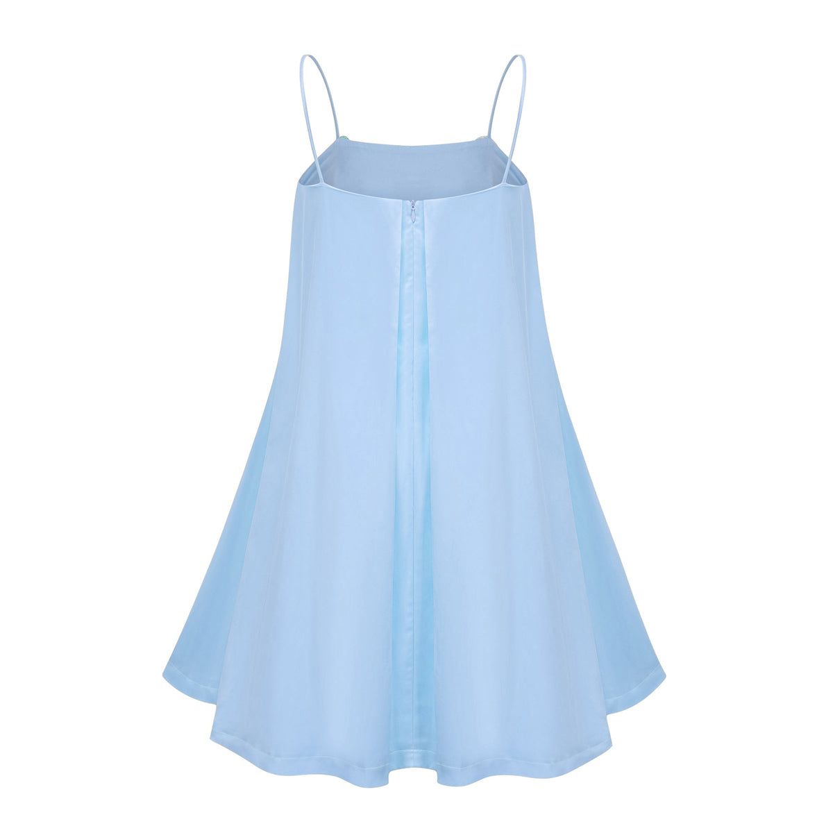 Avril Blue Floral Embroidered Satin Mini Dress (Final Sale-US Only)