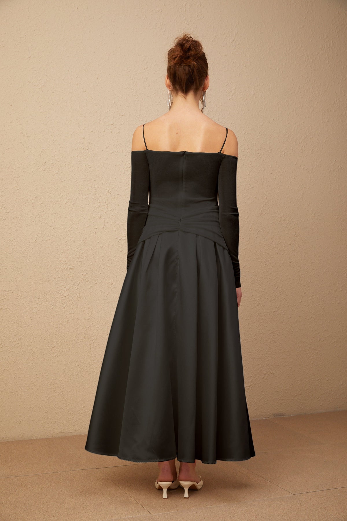 Nadine off-shoulder panelled maxi dress in Black (Final Sale-US Only)