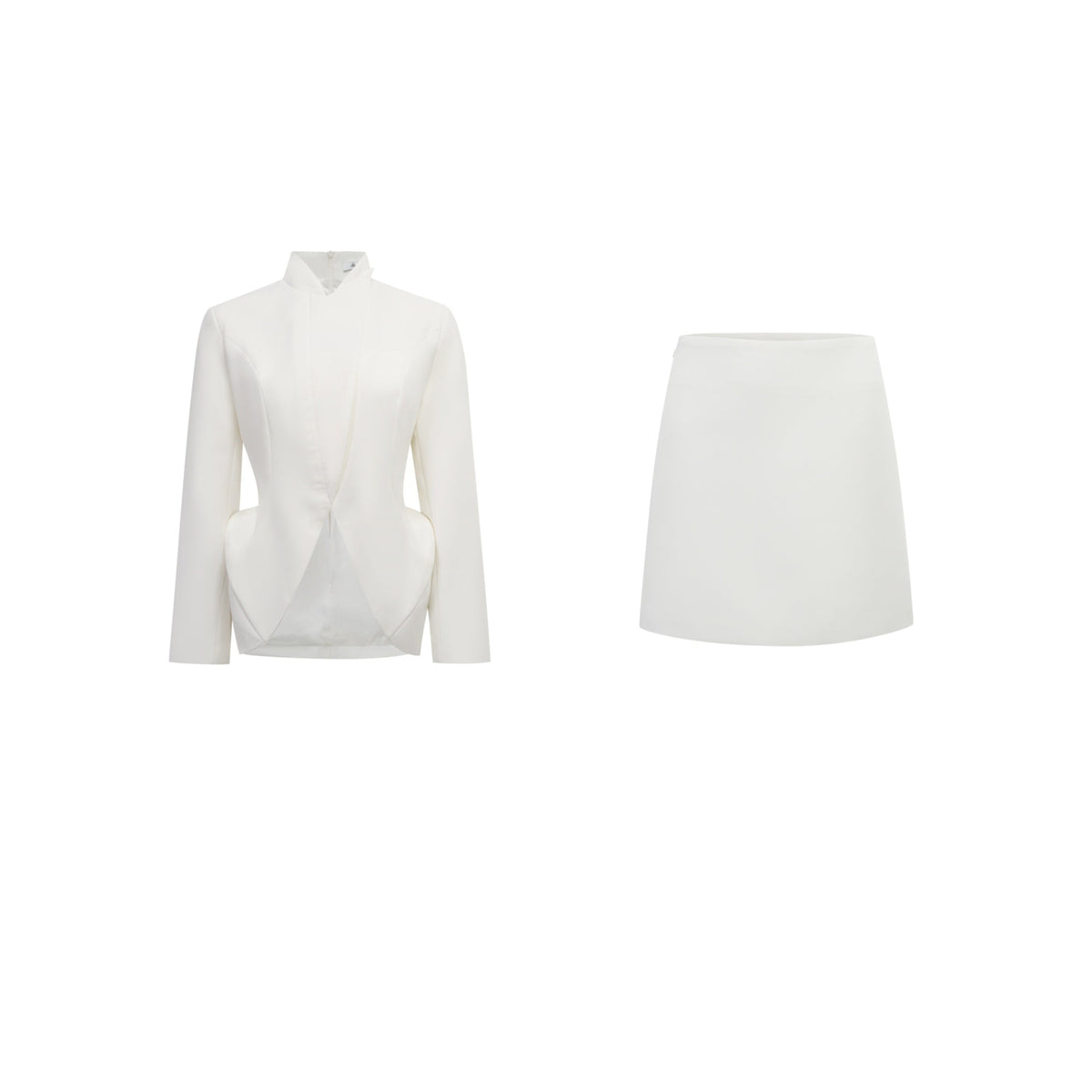 Adriana White Barrel Design Jacket & Skirt Set