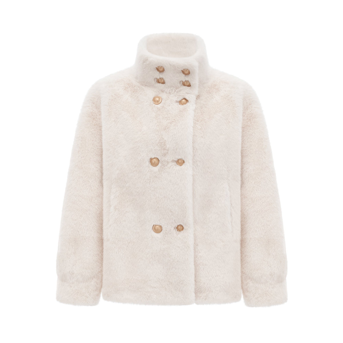 Chantal white faux-fur double-breasted jacket (Final Sale)