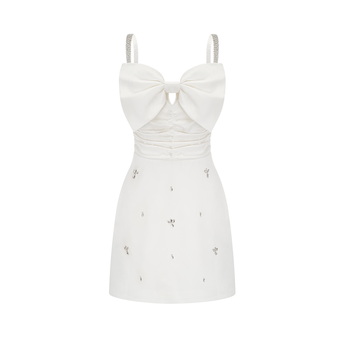 Anastasia white crystal-embellished mini dress