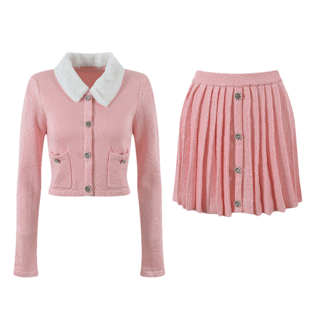 Armelle pink jacket & skirt matching set