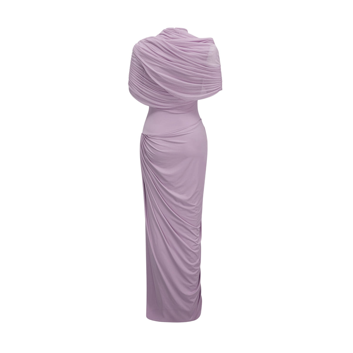 Catherine asymmetric pleated maxi dress in Purple
