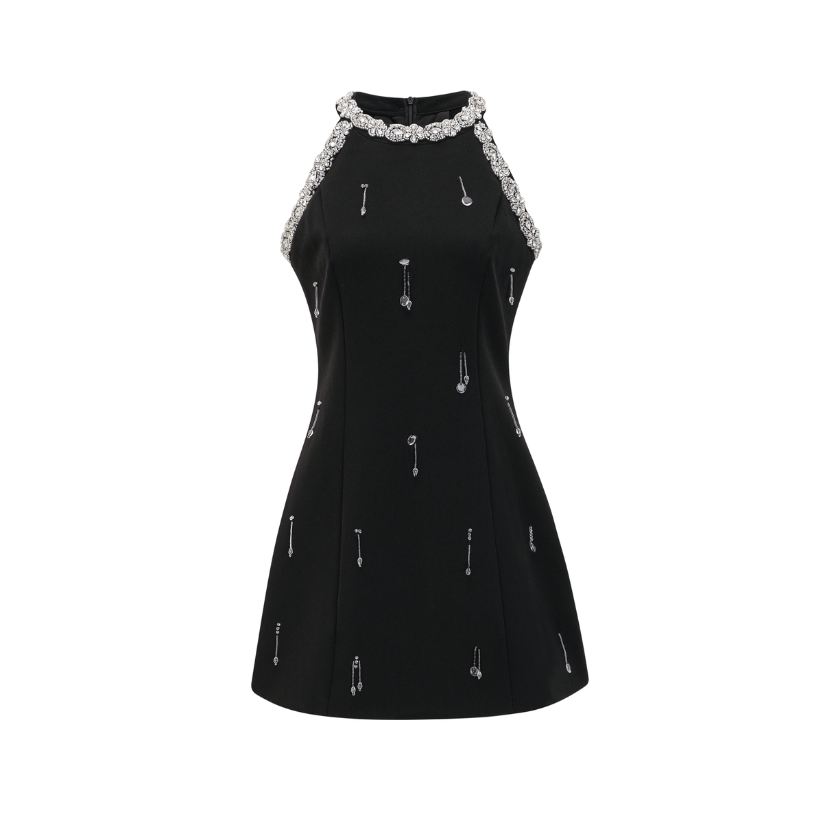 Babette crystal-embellished black mini dress - Black