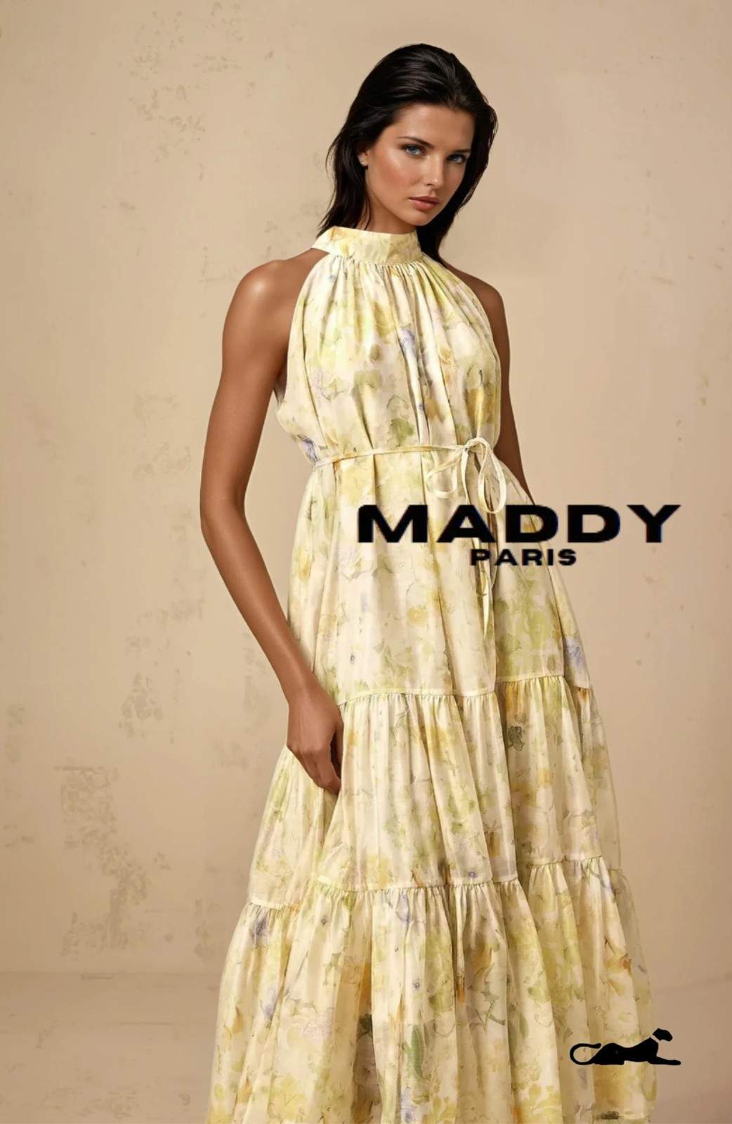 Ulani floral-print sleeveless midi dress in Yellow - Yellow