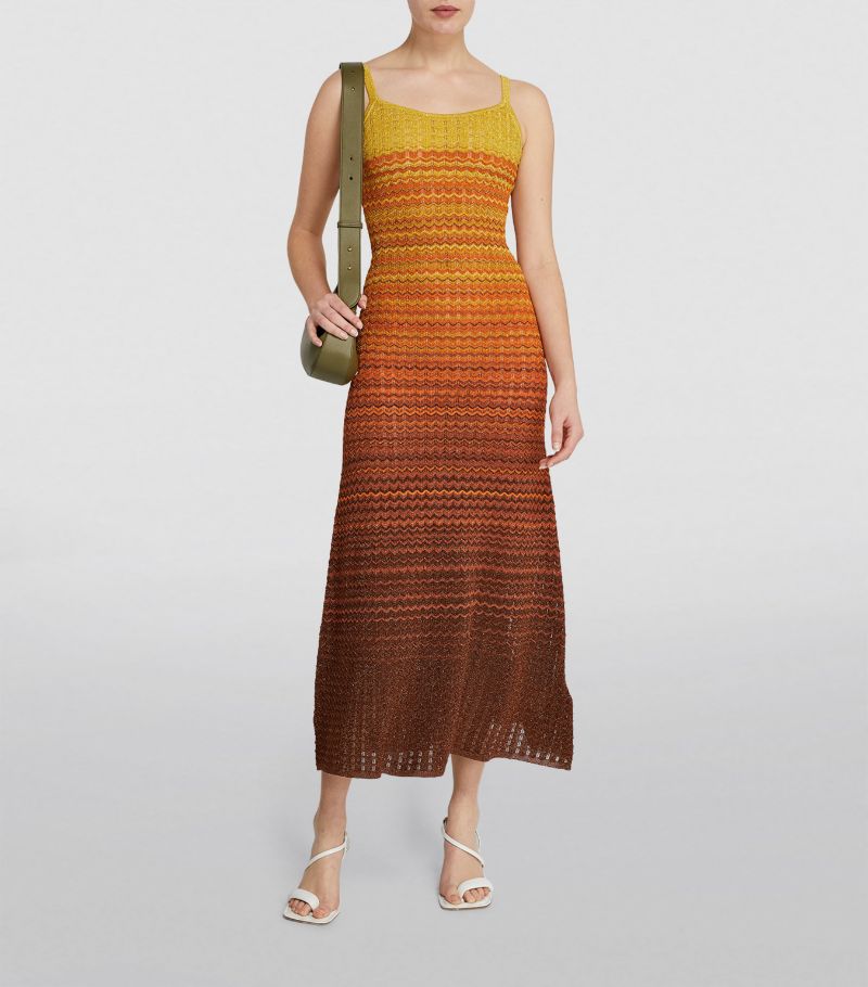 MADDY PARIS  Gradient Knitted Maxi Dress sunset