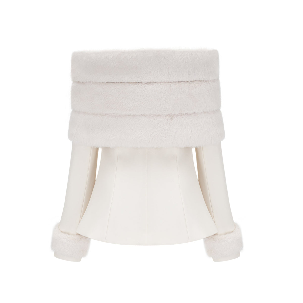 Caitlin white faux-fur jacket & skirt matching set