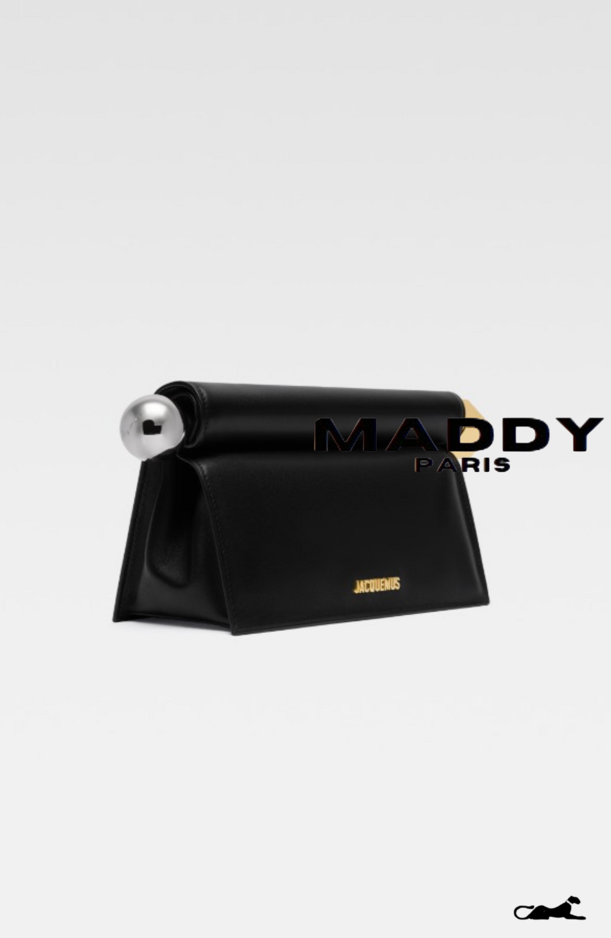 JAC COLETTE NAPPA LEATHER CLUTCH BAG – BLACK WITH GOLD & SILVER HARDWARE