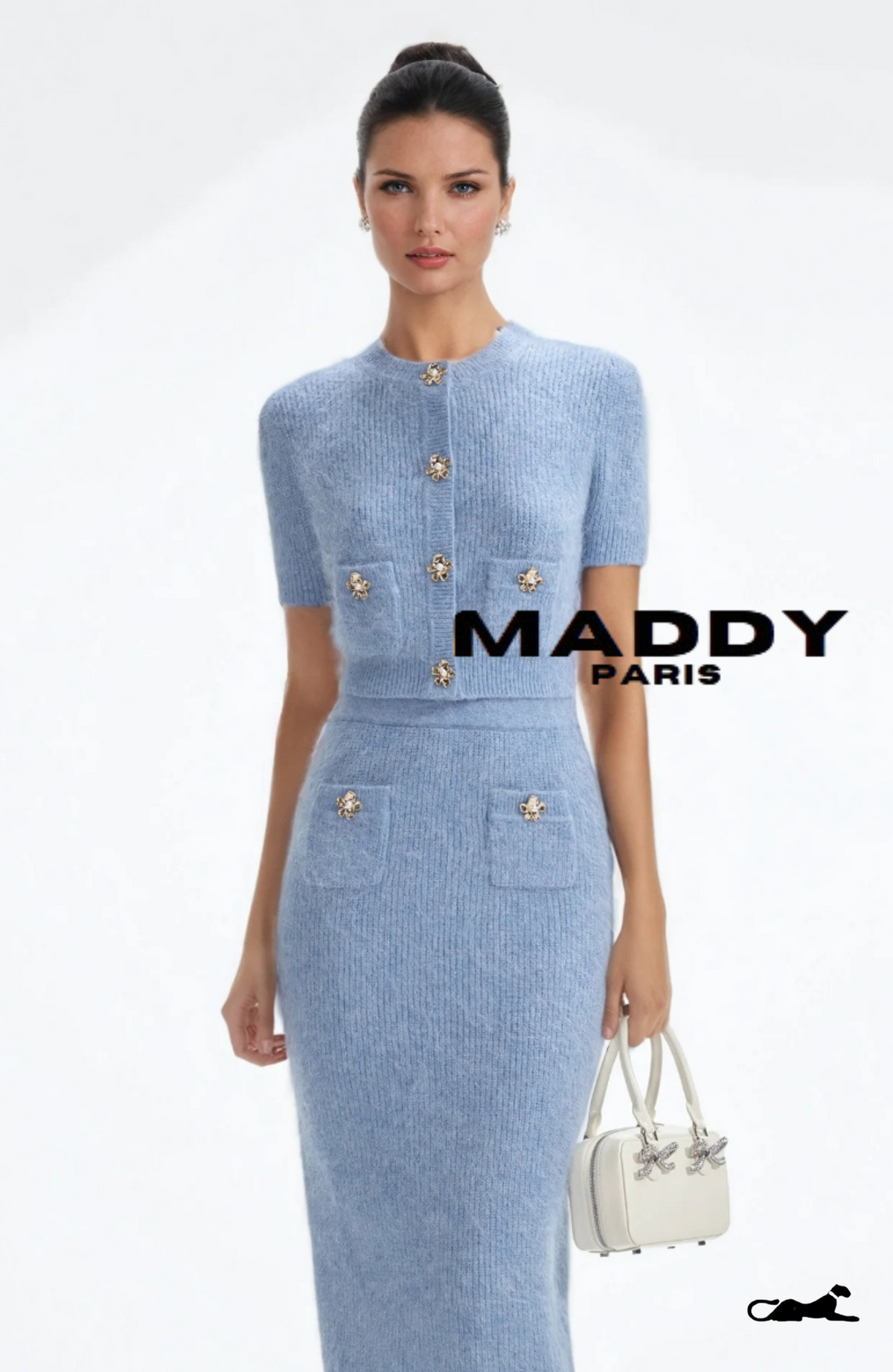 ISABELLA CASHMERE MIDI SKIRT SET – BABY  BLUE