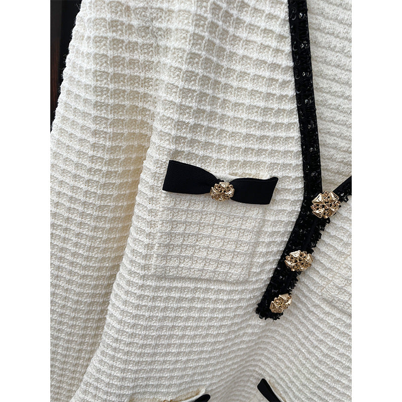 ISABELLA TEXTURED TWEED MINI DRESS - WHITE