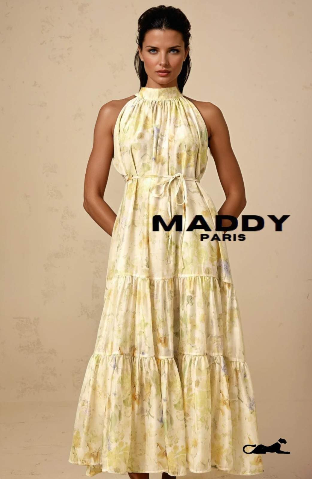 Ulani floral-print sleeveless midi dress in Yellow - Yellow