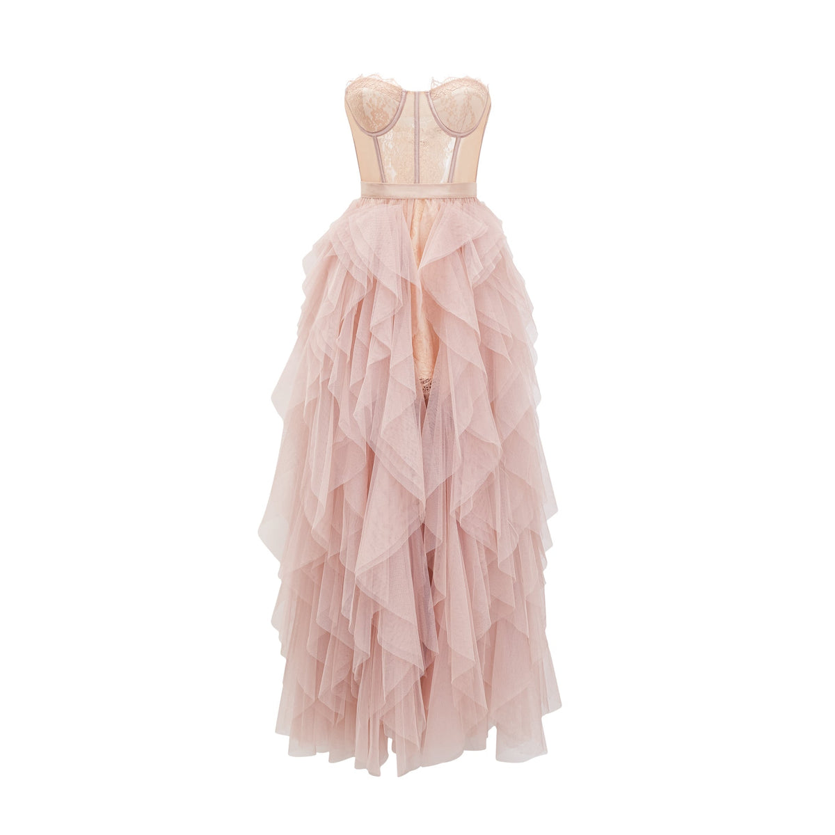 Eilís pink bustier mesh maxi dress