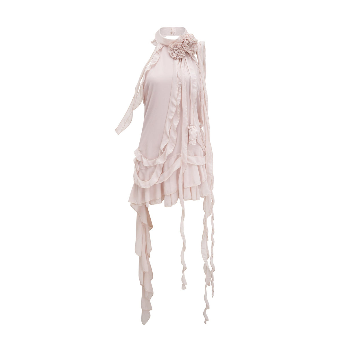 Eloisee flower asymmetrical mini dress