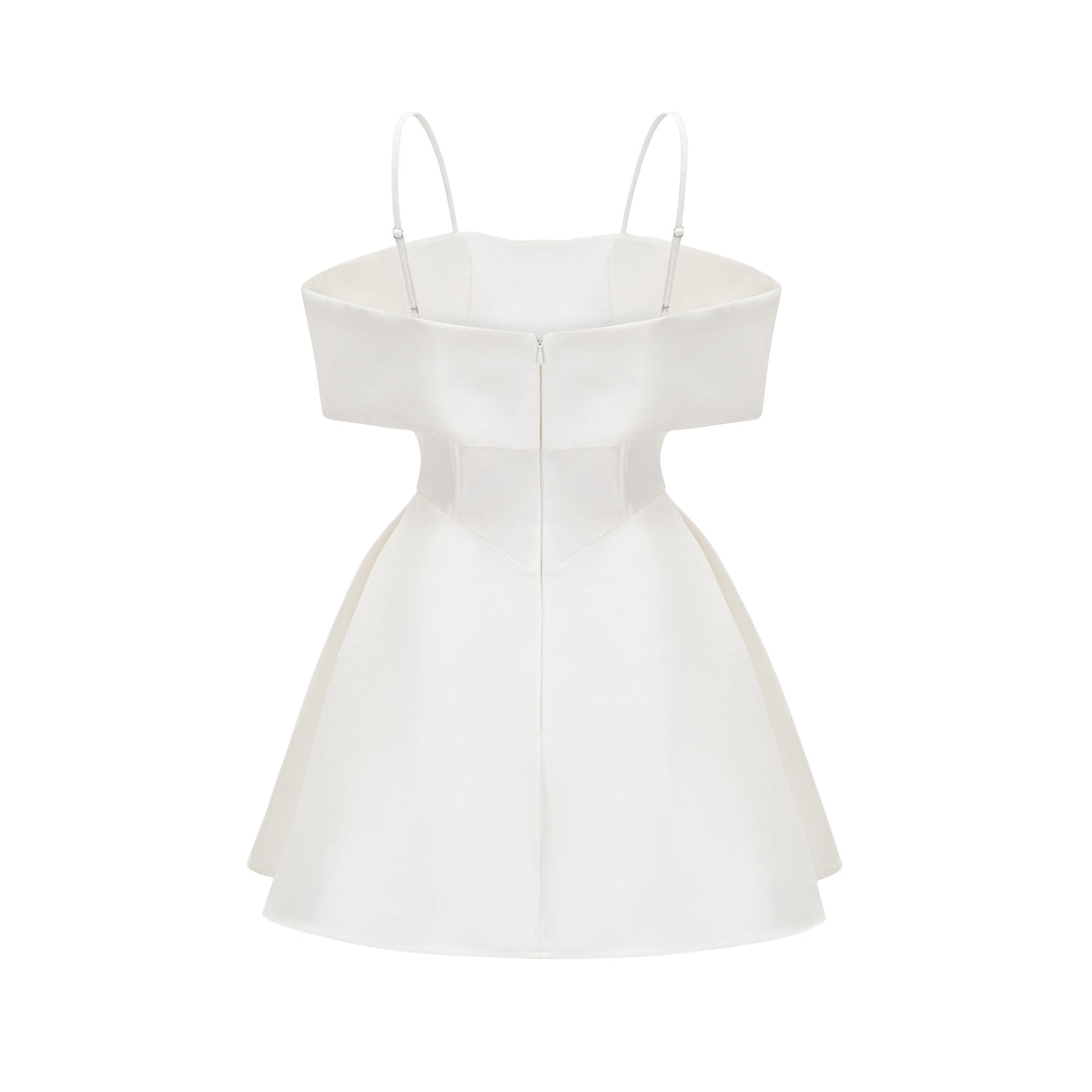 Elva white bowknot flared mini dress - White