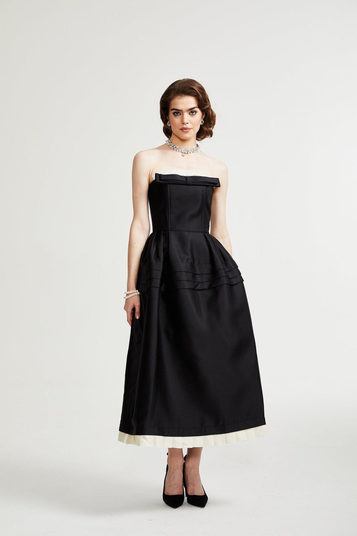 Felisara black bowknot midi dress (Final Sale-US Only)