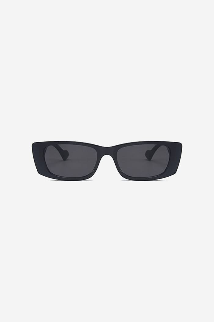 Thick Frame Rectangle Sunglasses with Glossy Finish – Black