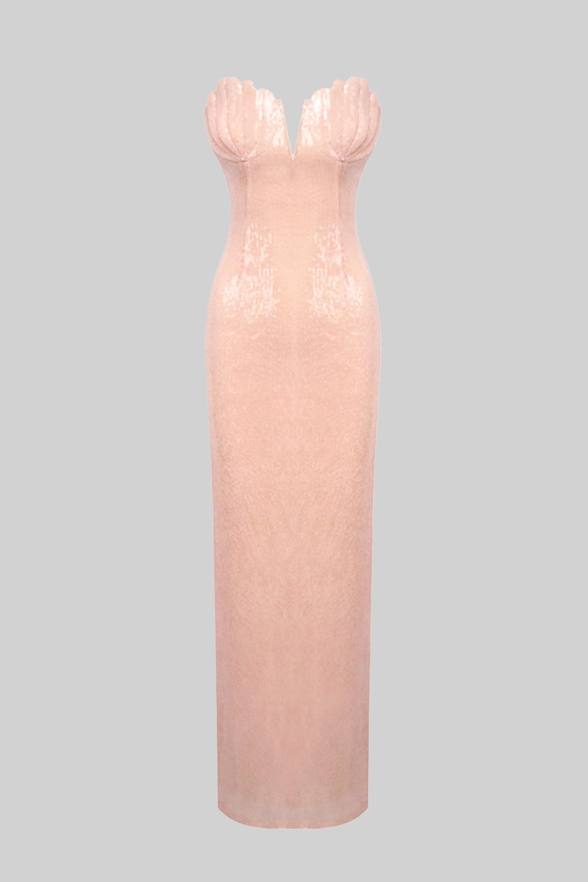 Strapless Sequin Mermaid Gown With Sweetheart Neckline And Back Slit - Blush