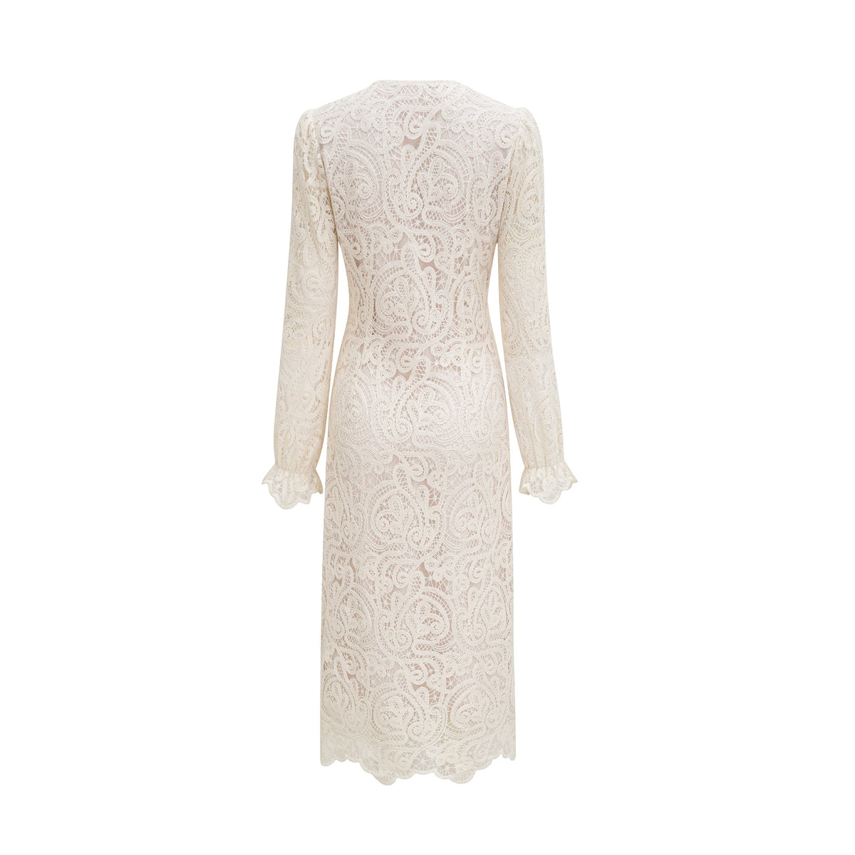 Galatea white lace long-sleeve dress