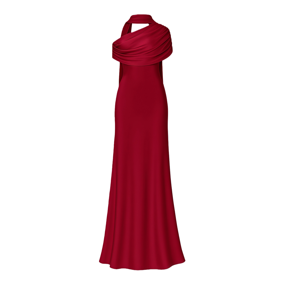 Benedetta Red One Shoulder Satin Maxi Dress