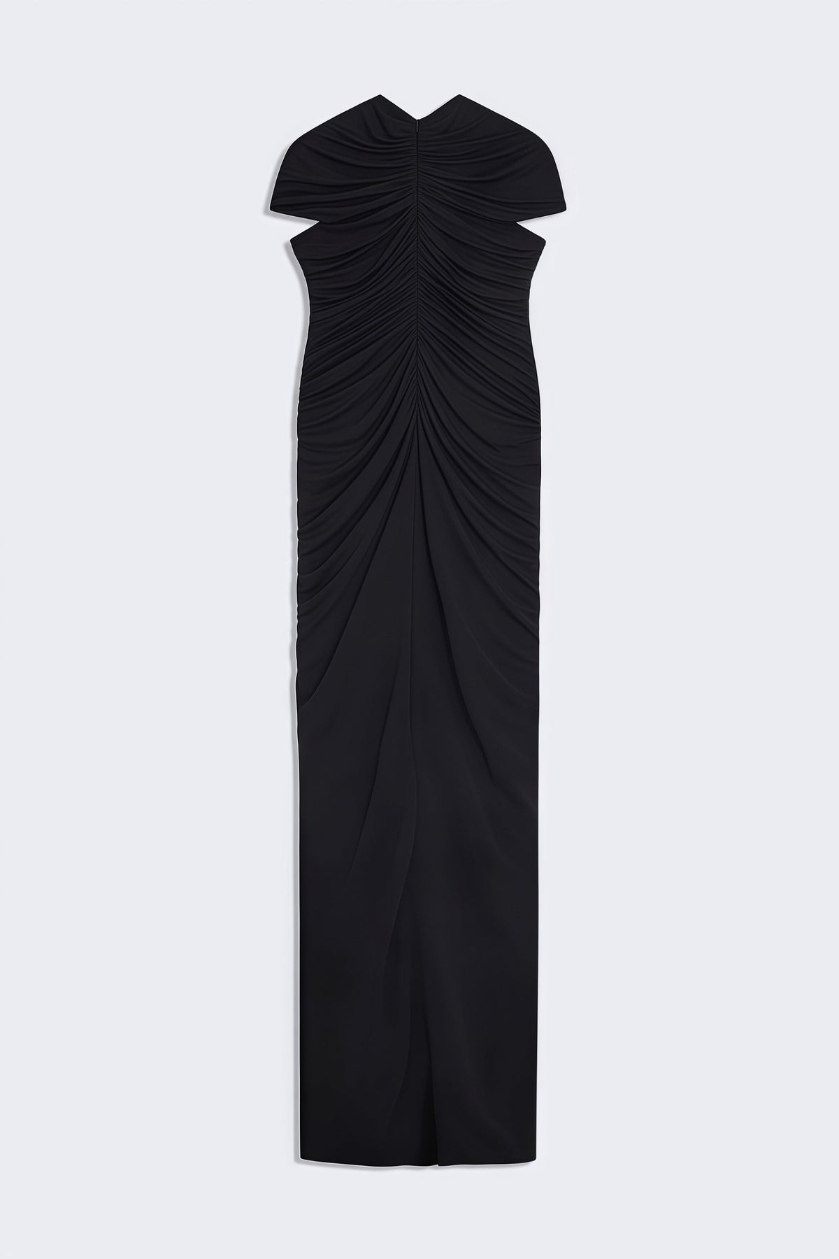 Daniela Black Keyhole Ruched Maxi Dress