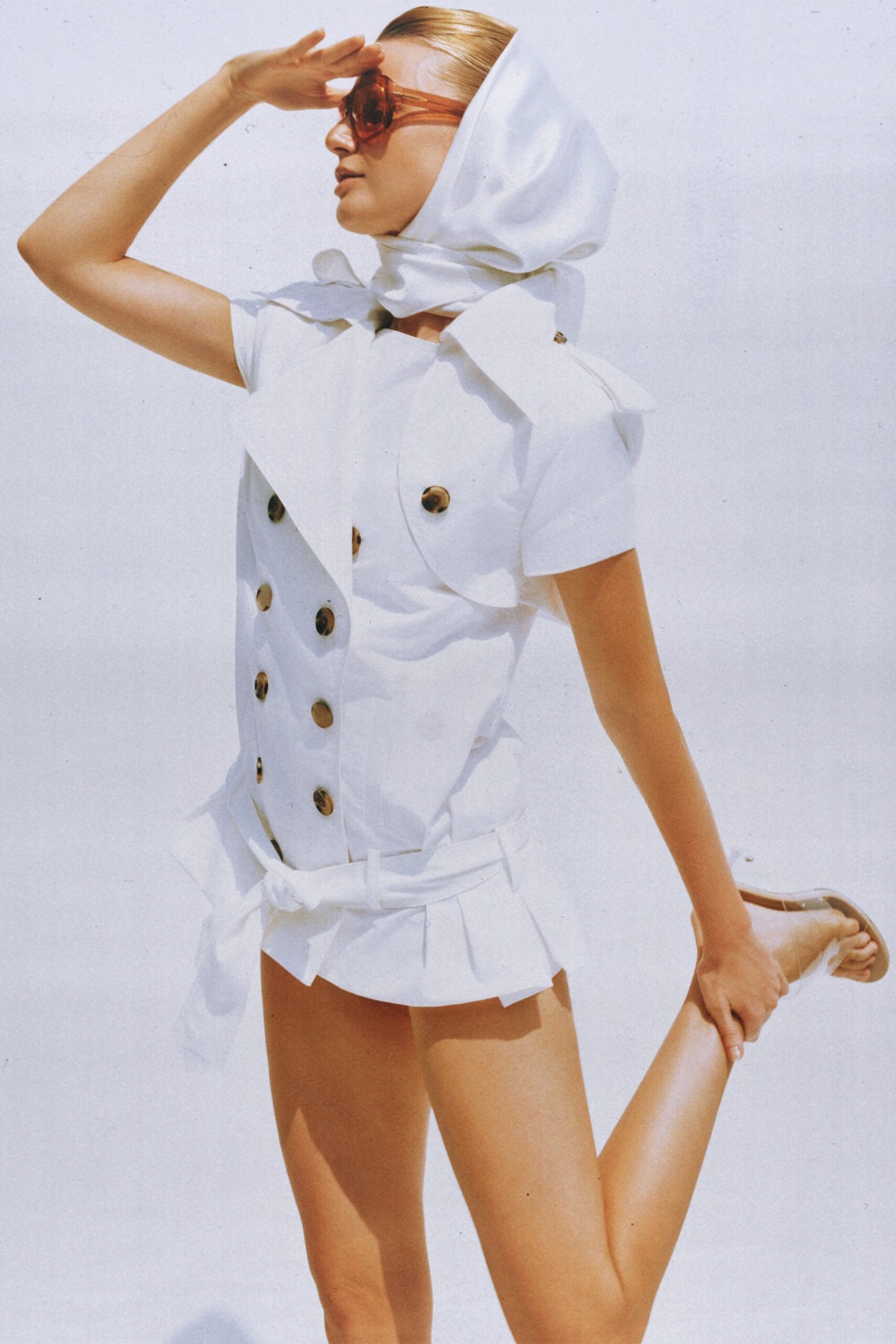 Josette White Double Breasted Trench Coat