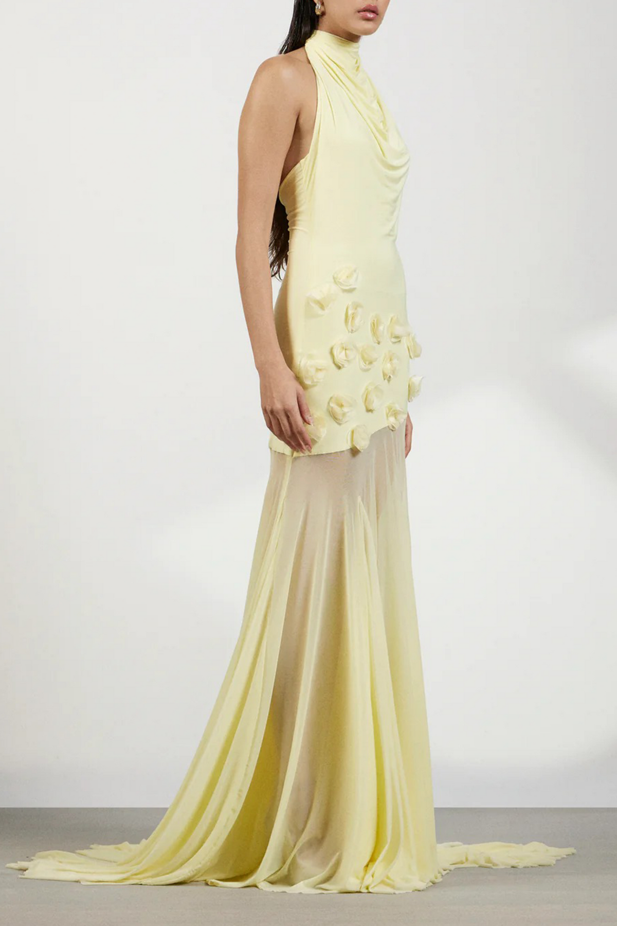 Yvette Yellow 3D Petal Mermaid Maxi Dress