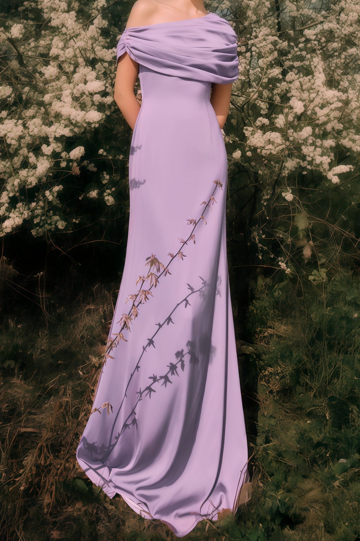 Benedetta Lilac One Shoulder Satin Maxi Dress