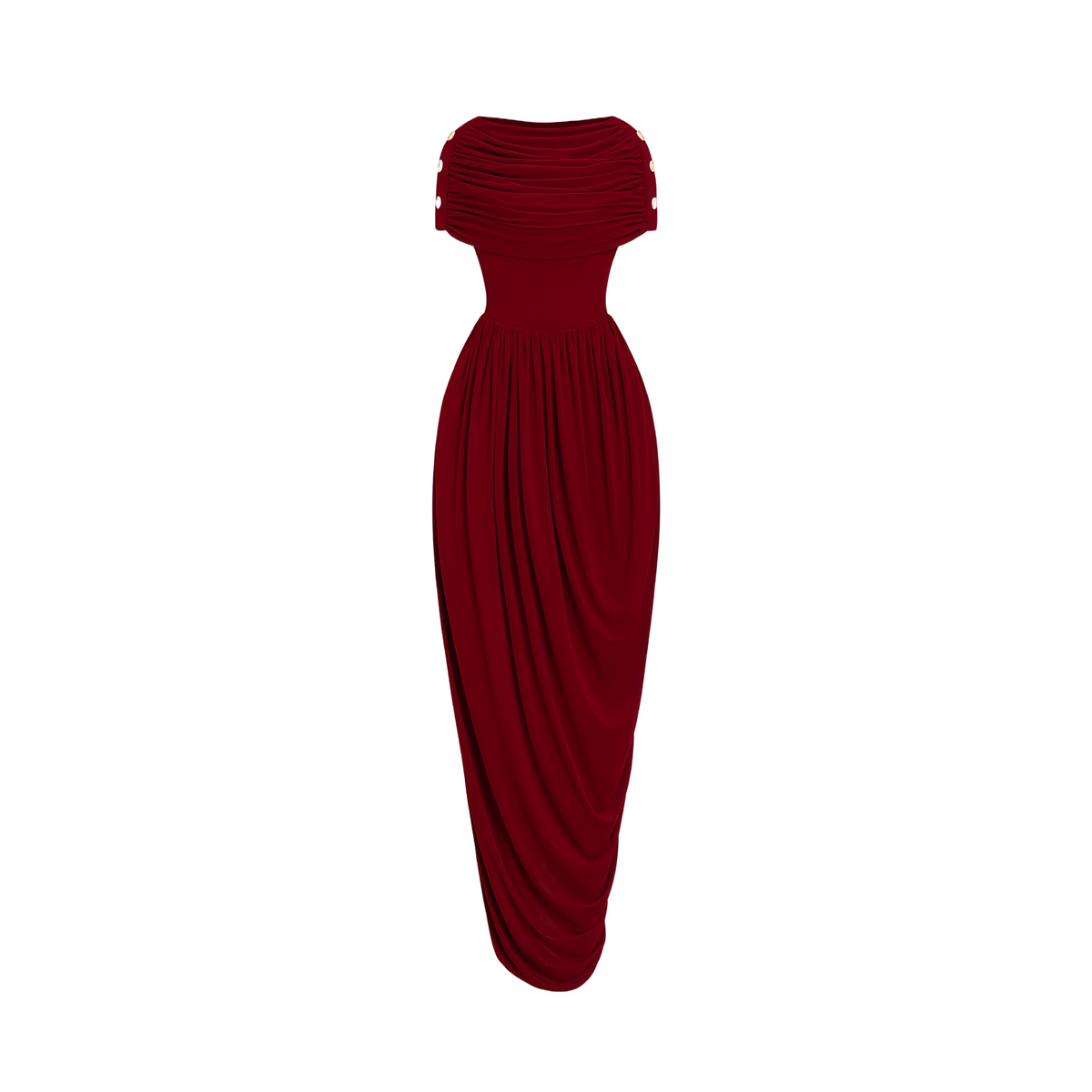 Gianna Burgundy Shawl Design Draped Maxi Dress