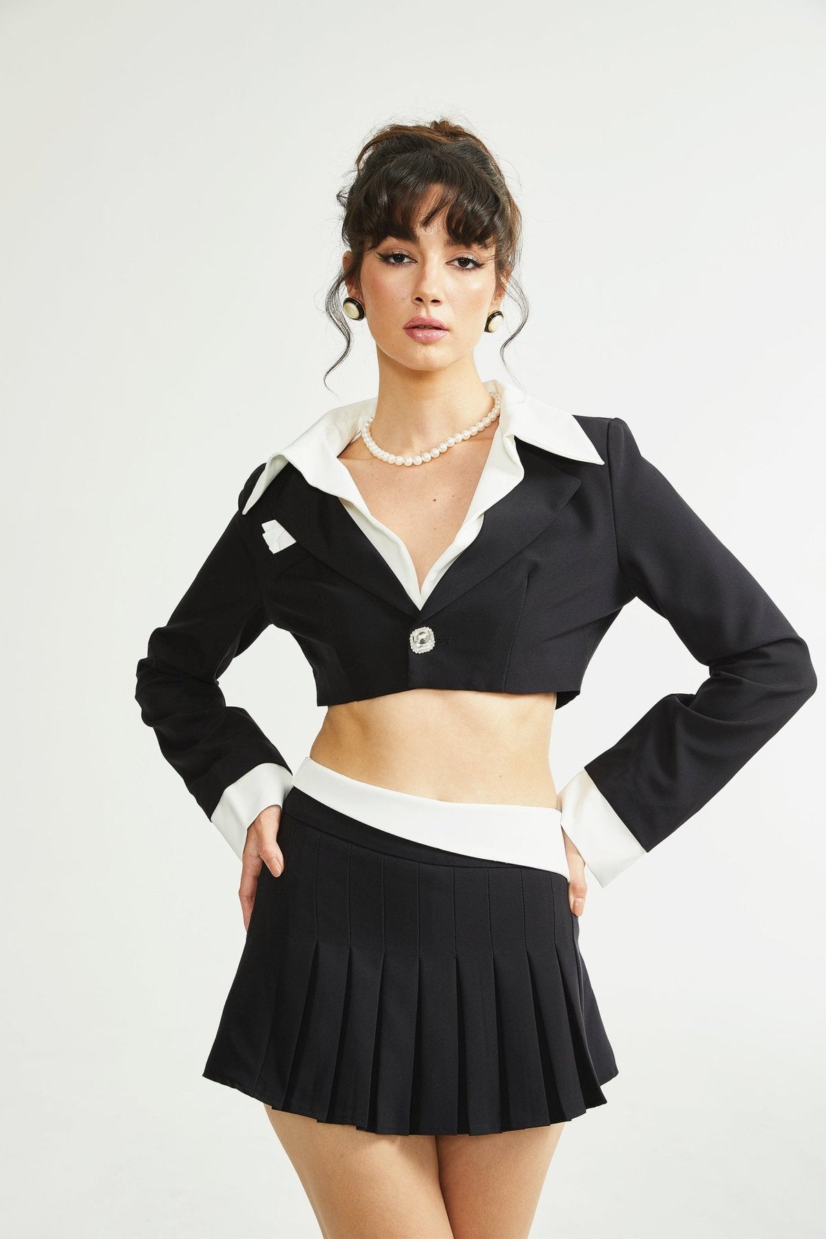 Juliette black jacket & skirt matching set - Black