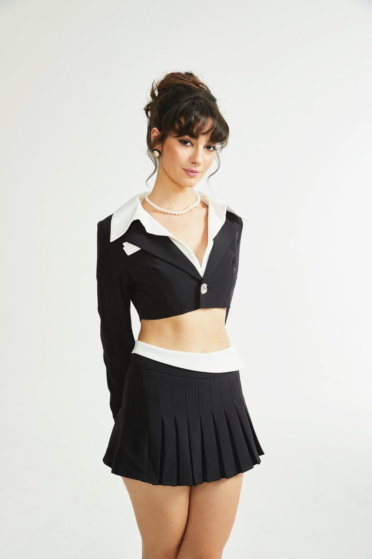 Juliette black jacket & skirt matching set - Black