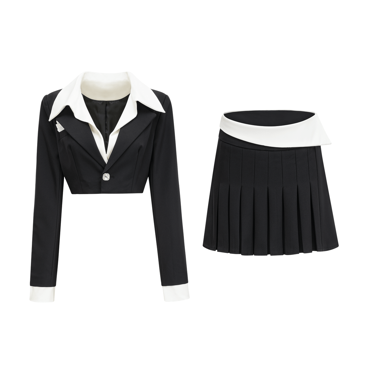 Juliette black jacket & skirt matching set - Black