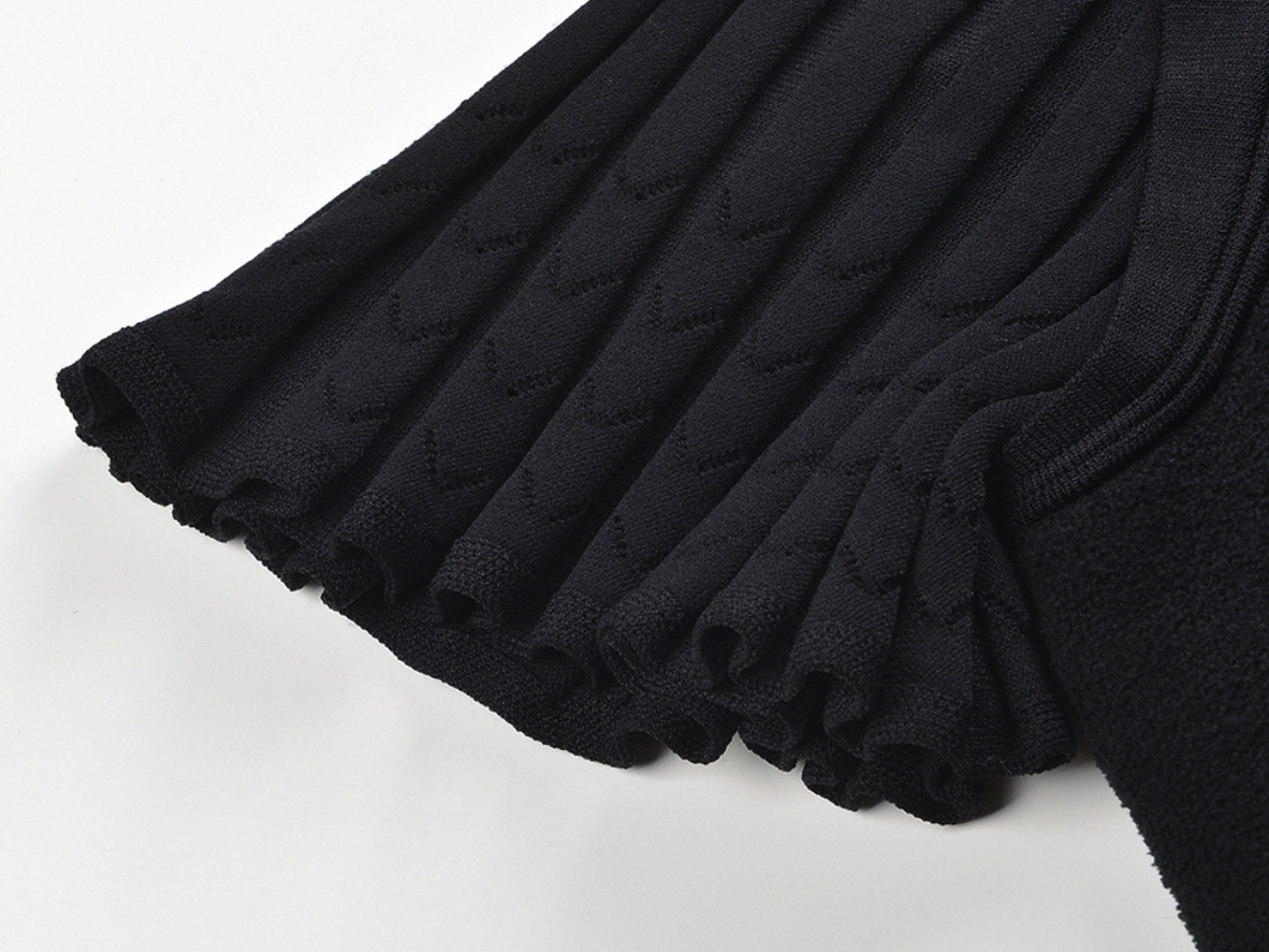 MADDY PARIS EVANGELINE PLEATED MINI DRESS - BLACK