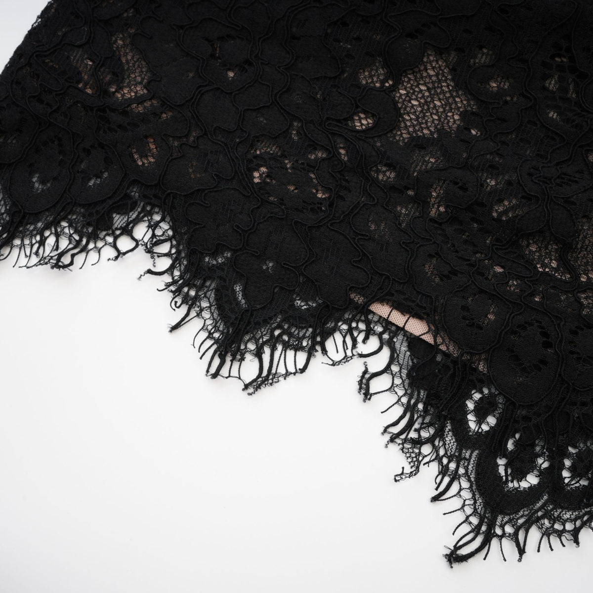 Kylitha black lace ribbon mini dress